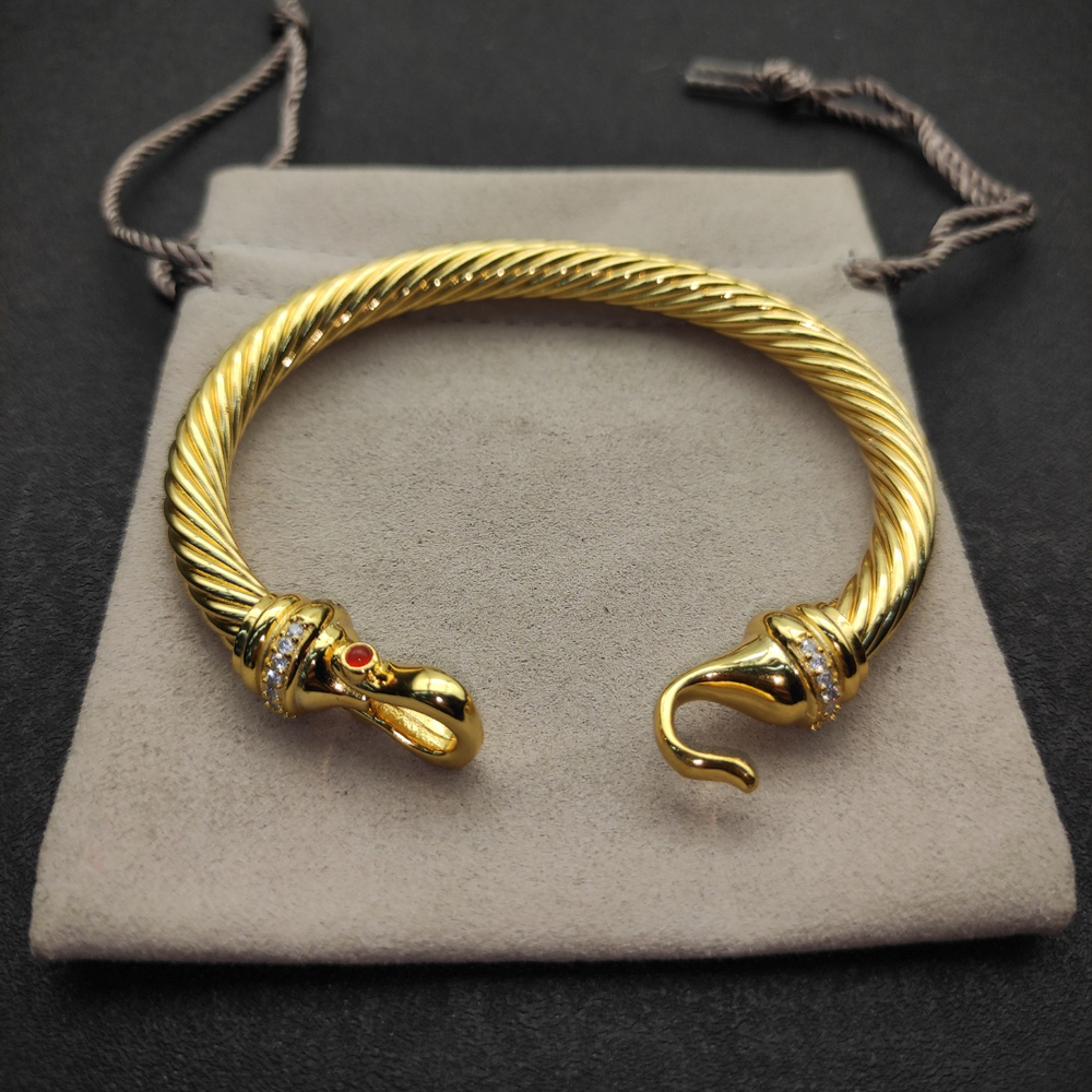 David Yurman 7mm Gold Diamond Hook Bracelet - Picture 3 of 8